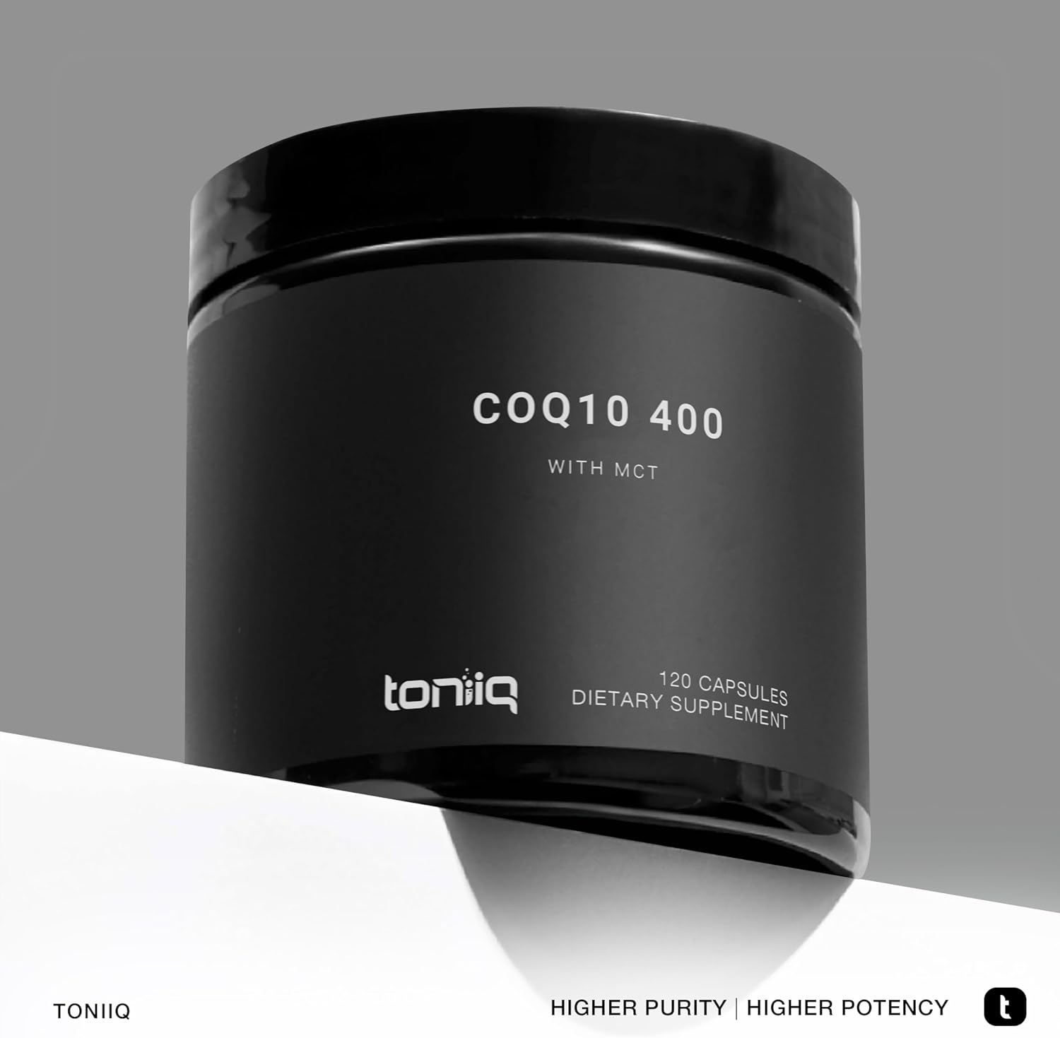 High Purity Toniiq CoQ10 400mg Capsules with MCT Oil - 98% Purified - Third-Party Tested - 120 Veggie Caps