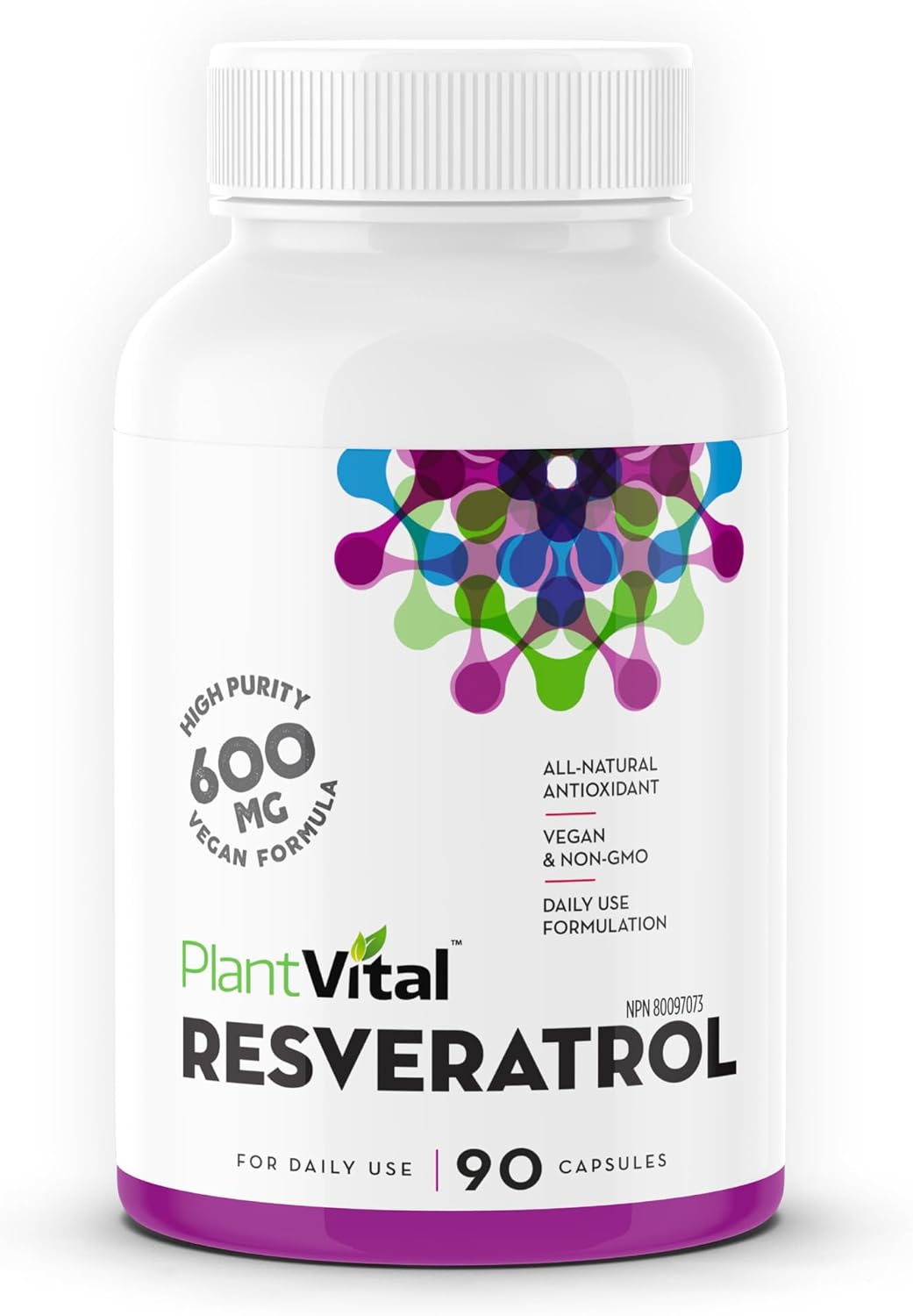 High Purity Trans Resveratrol 600mg Capsules - 90 Vegan Antioxidant Supplement - Non-GMO, Gluten-Free