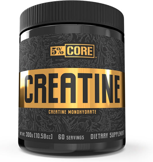 High-Quality 5% Nutrition Core Creatine Powder - 5G Micronized Monohydrate, 60 Servings - Unflavored Supplement
