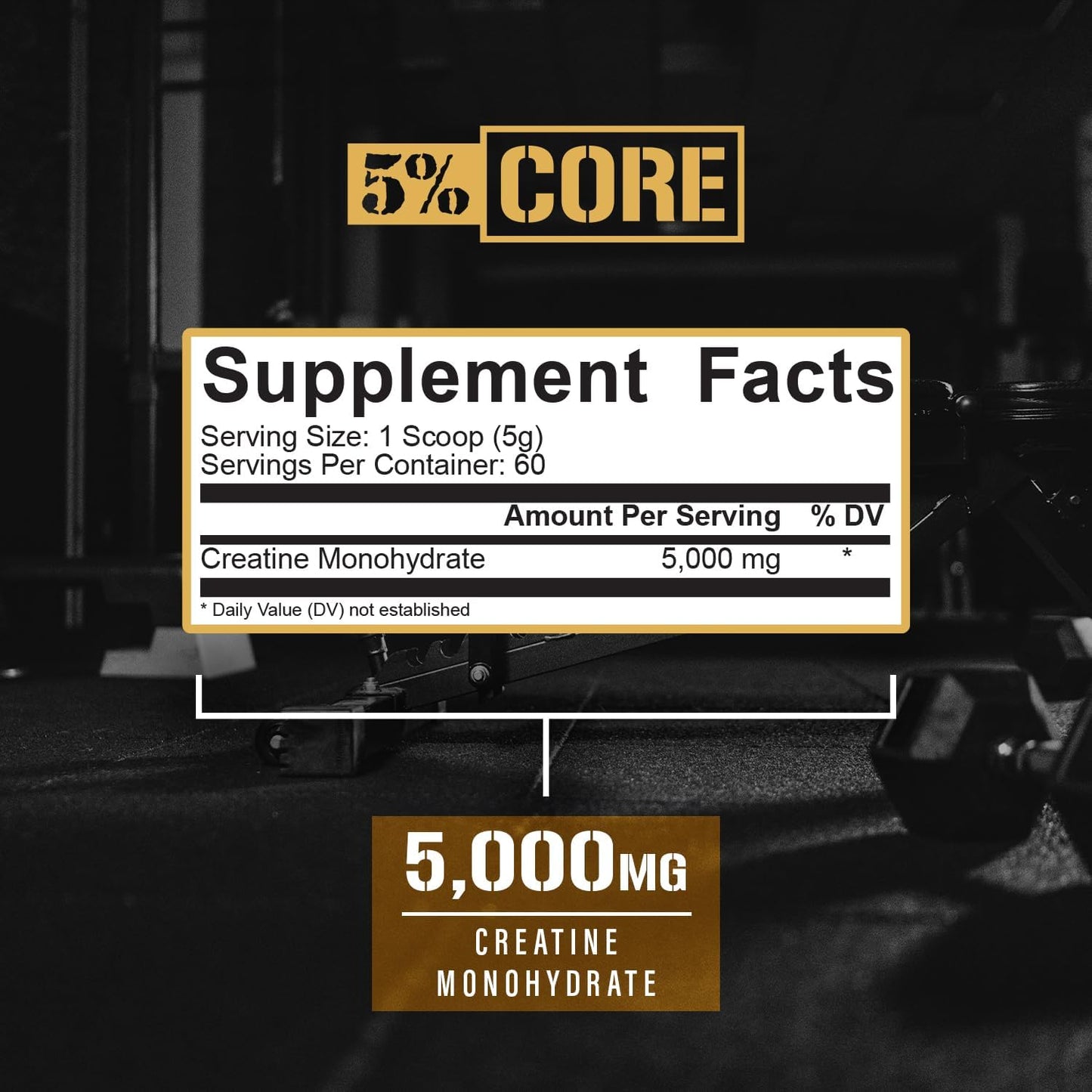 High-Quality 5% Nutrition Core Creatine Powder - 5G Micronized Monohydrate, 60 Servings - Unflavored Supplement