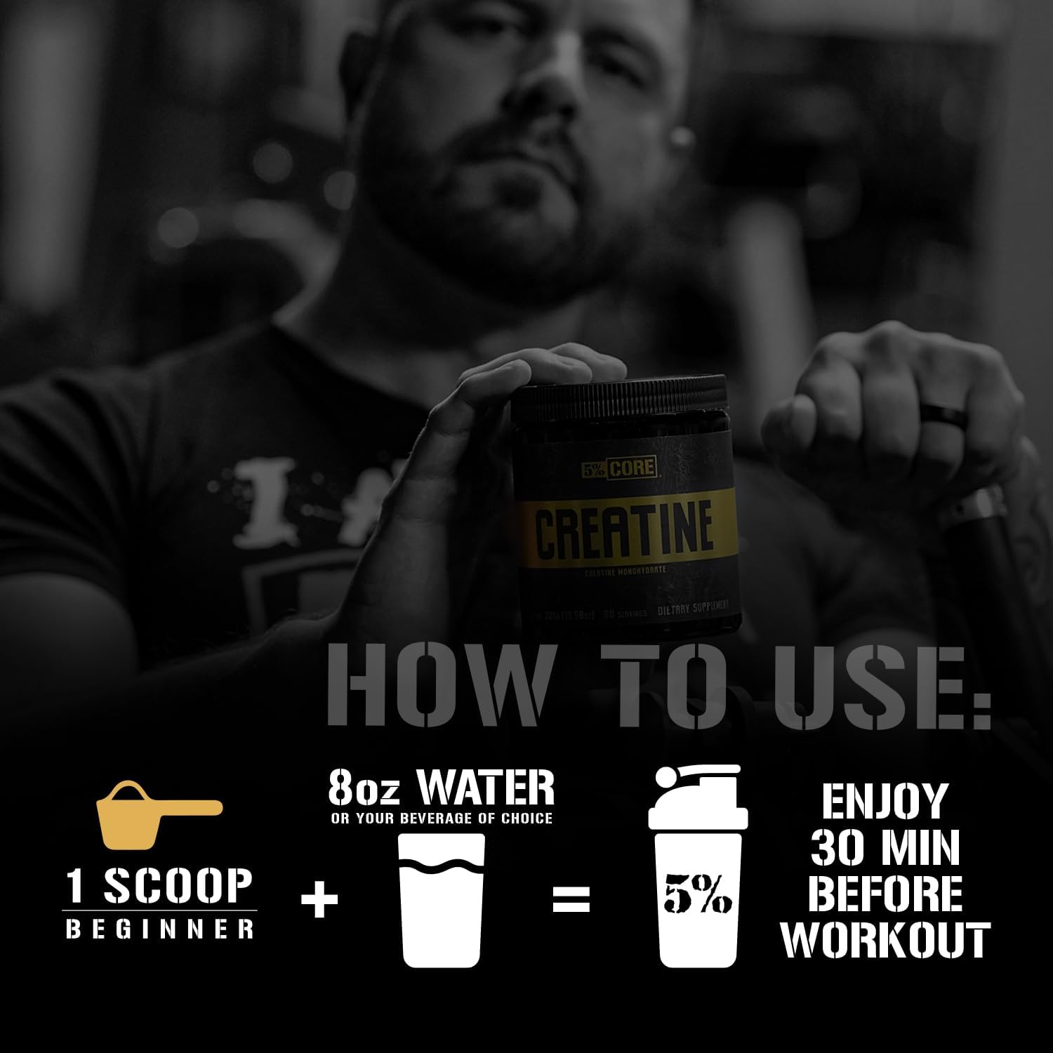 High-Quality 5% Nutrition Core Creatine Powder - 5G Micronized Monohydrate, 60 Servings - Unflavored Supplement