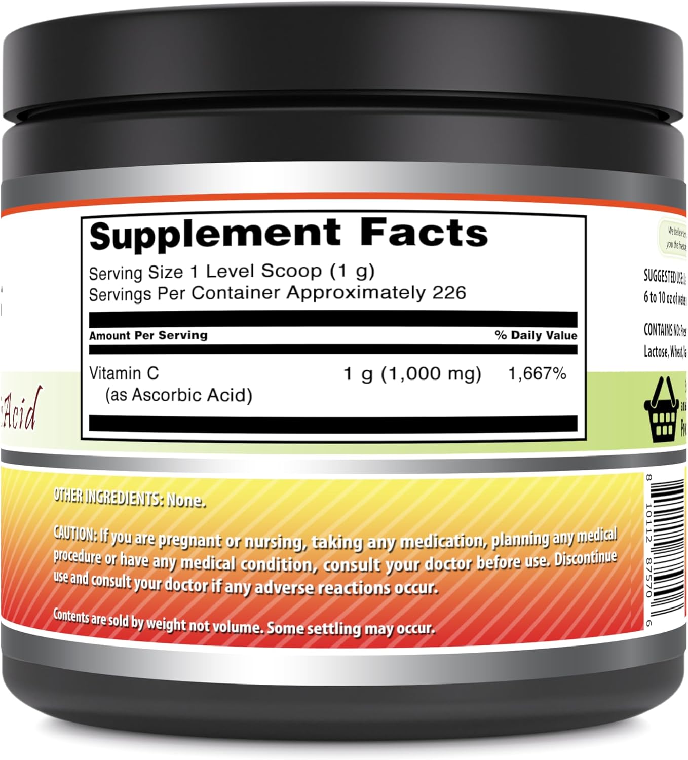 High-Quality Amazing Formulas Vitamin C Powder Supplement - 1 Gram Per Serving - Non-GMO & Gluten Free - 8 Oz - 226 Servings - Made in USA