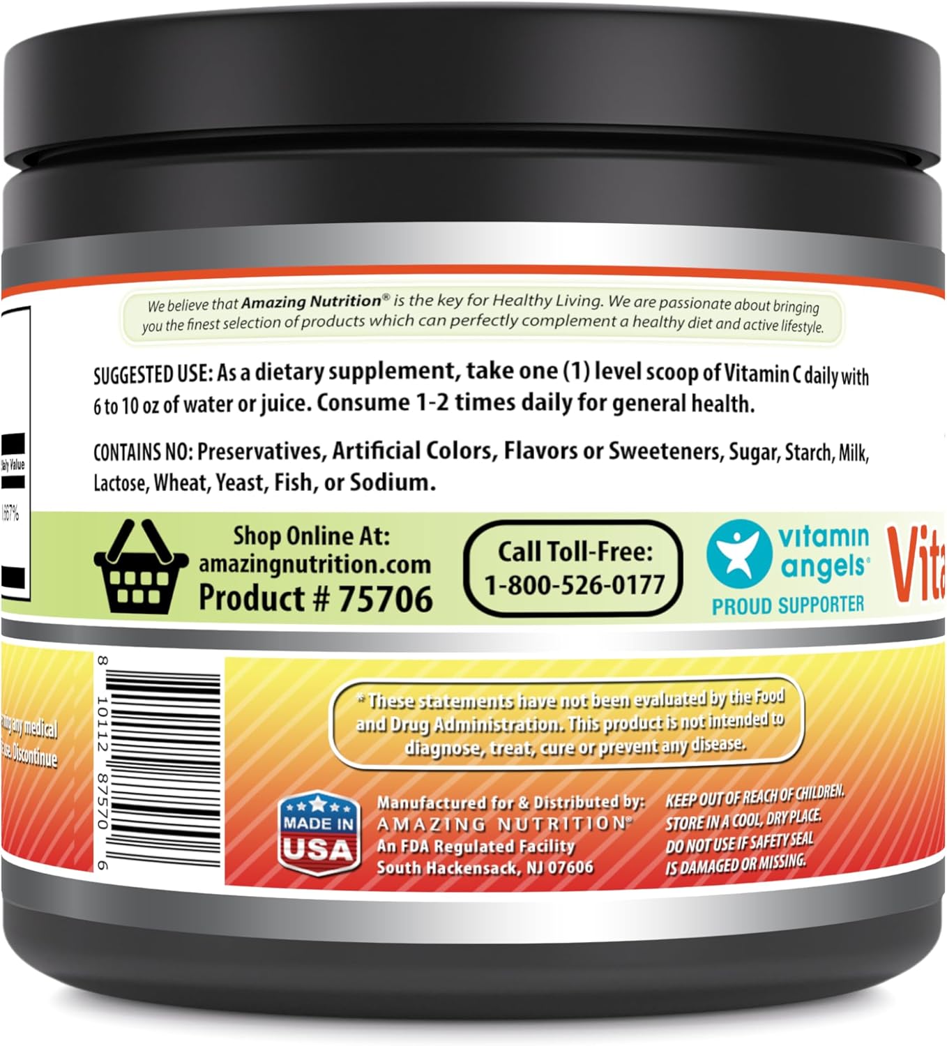 High-Quality Amazing Formulas Vitamin C Powder Supplement - 1 Gram Per Serving - Non-GMO & Gluten Free - 8 Oz - 226 Servings - Made in USA