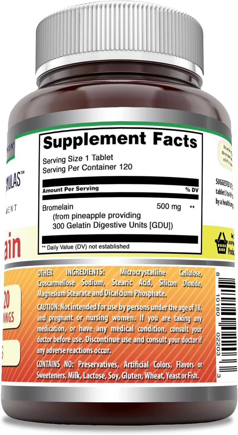 High-Quality Amazing Nutrition Bromelain 500 Mg Supplement - 120 Tablets | Non-GMO, Gluten Free, Made in the USA