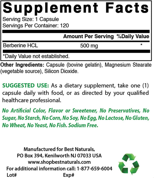 High Quality Berberine 500mg & Quercetin 1000mg Supplement for Optimal Health