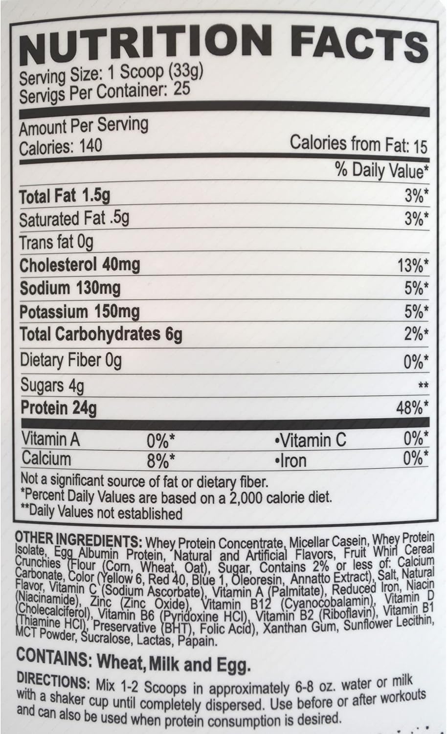 High-Quality Black Magic Multi-Source Protein Blend with Enzymes & MCTs - Keto-Friendly, Low Sugar - Ideal for Pre/Post Workout - Fruit Whirls Flavor - 24g Protein - 2 LB