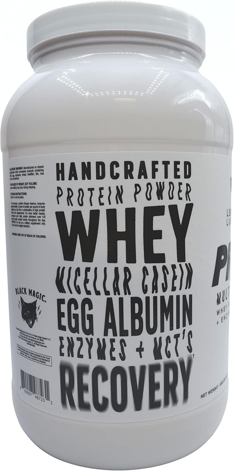 High-Quality Black Magic Multi-Source Protein Blend with Enzymes & MCTs - Keto-Friendly, Low Sugar - Ideal for Pre/Post Workout - Fruit Whirls Flavor - 24g Protein - 2 LB