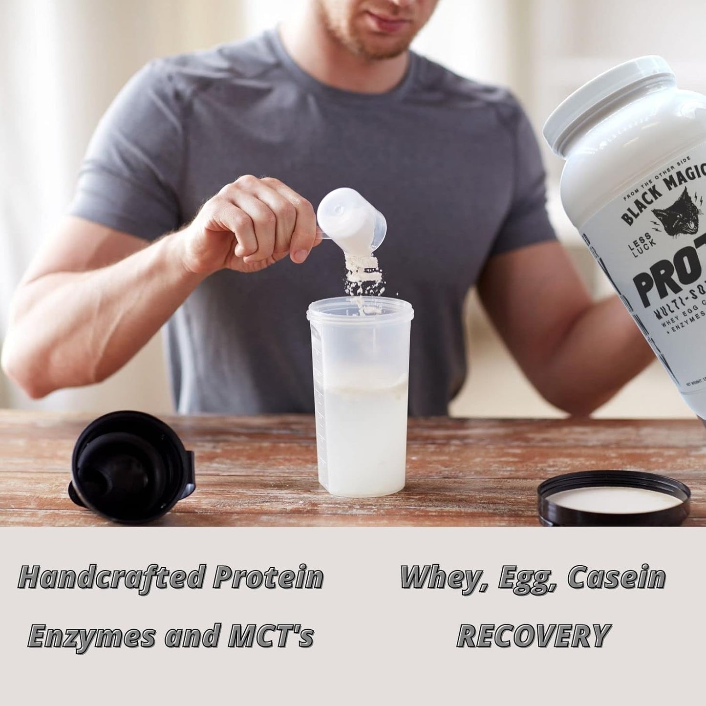 High-Quality Black Magic Multi-Source Protein Blend with Enzymes & MCTs - Keto-Friendly, Low Sugar - Ideal for Pre/Post Workout - Fruit Whirls Flavor - 24g Protein - 2 LB