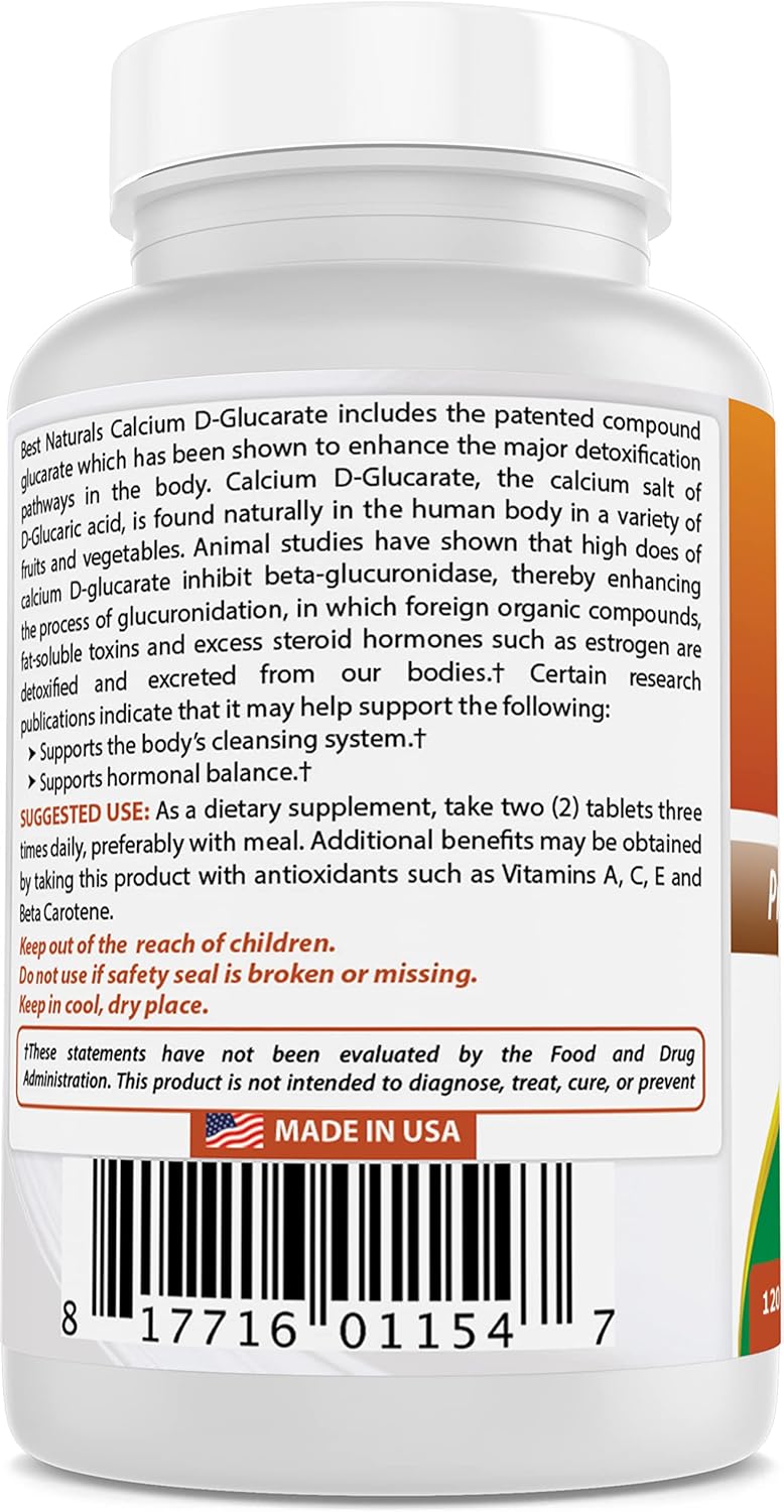 High-Quality Calcium D-Glucarate Supplement - 200 mg, 120 Tablets