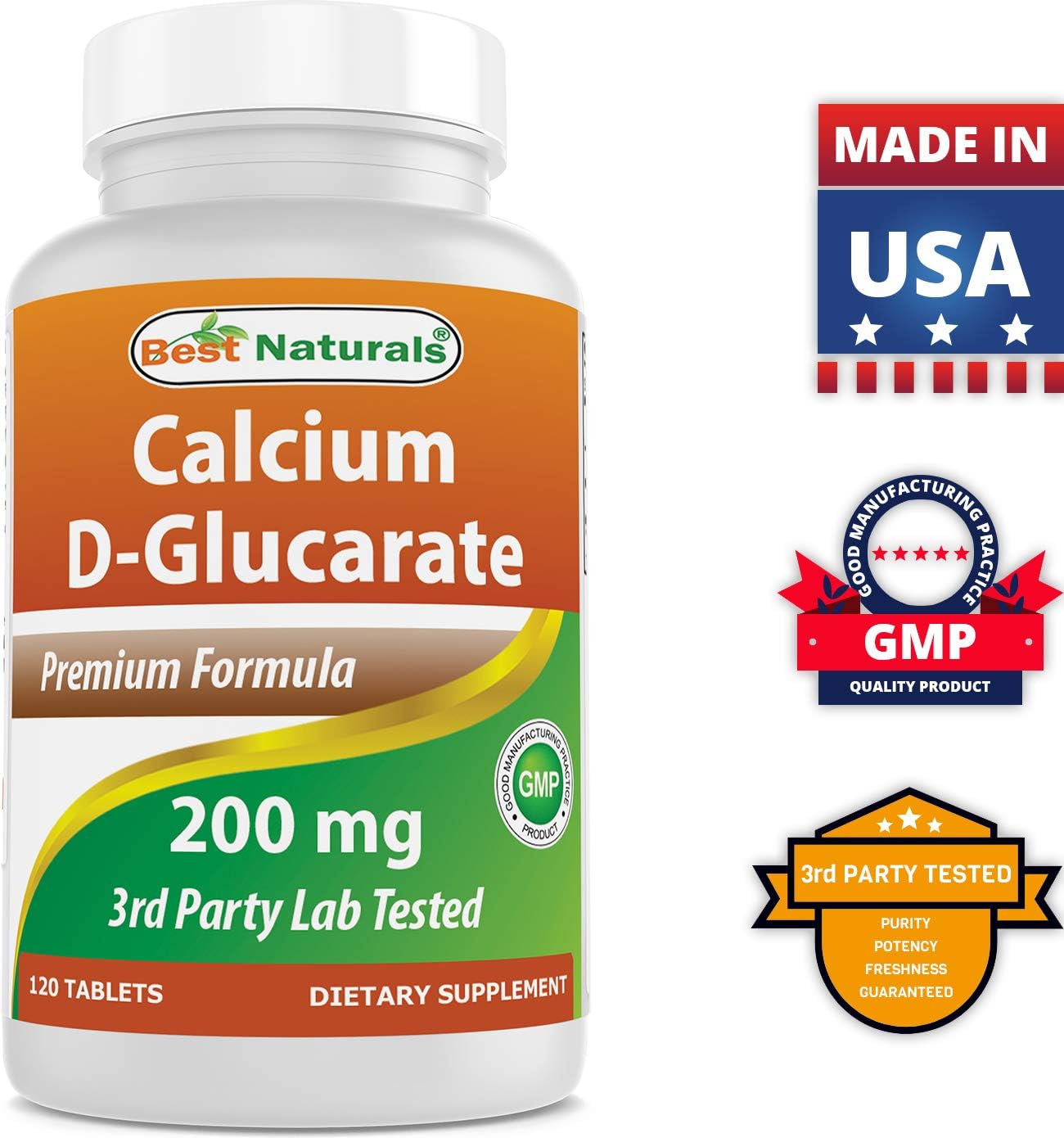 High-Quality Calcium D-Glucarate Supplement - 200 mg, 120 Tablets