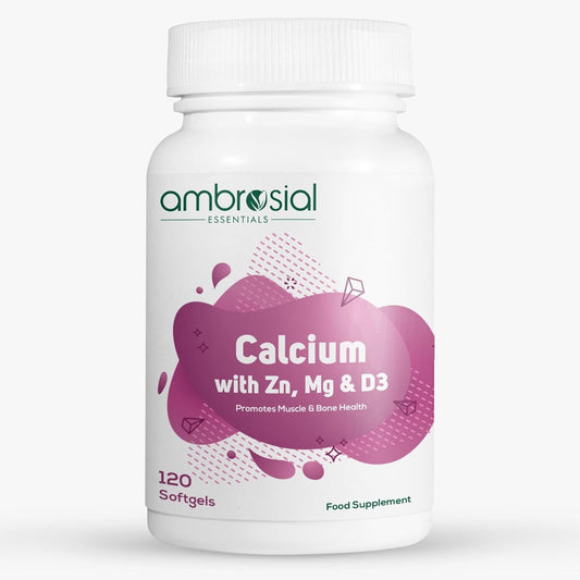 High-Quality Calcium Magnesium Zinc Supplement with Vitamin D3 - 120 Softgels Pack