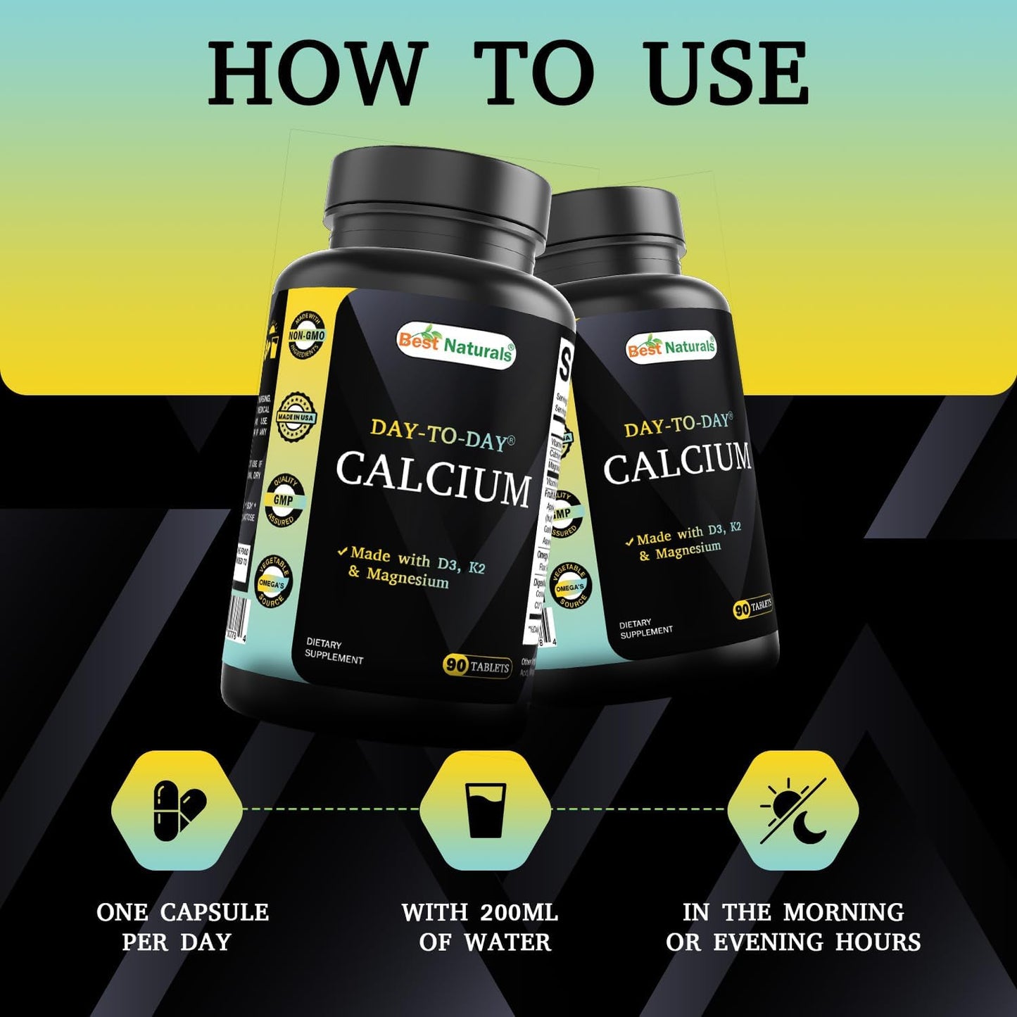 High Quality Calcium Supplement with Vitamin D3, K2, Magnesium - 90 Tablets with Digestive Enzymes, Probiotics, and Omega Blend for Optimal Absorption