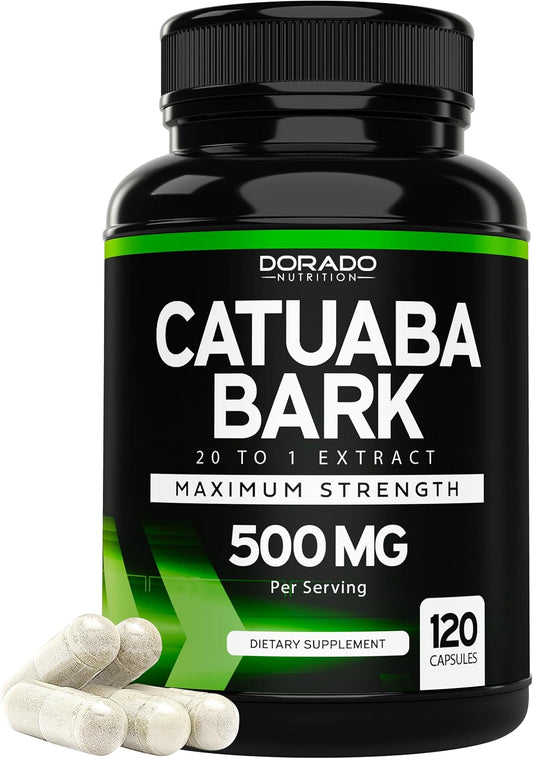 High-Quality Catuaba Bark Extract Capsules for Drive and Stamina - 120 Capsules - USA Made - Gluten-Free & Vegan - Third Party Tested Supplement for Men & Women