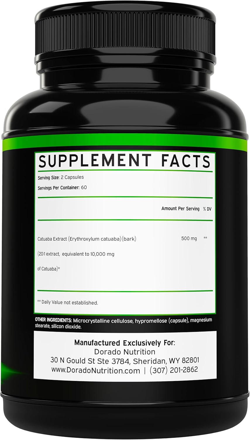 High-Quality Catuaba Bark Extract Capsules for Drive and Stamina - 120 Capsules - USA Made - Gluten-Free & Vegan - Third Party Tested Supplement for Men & Women