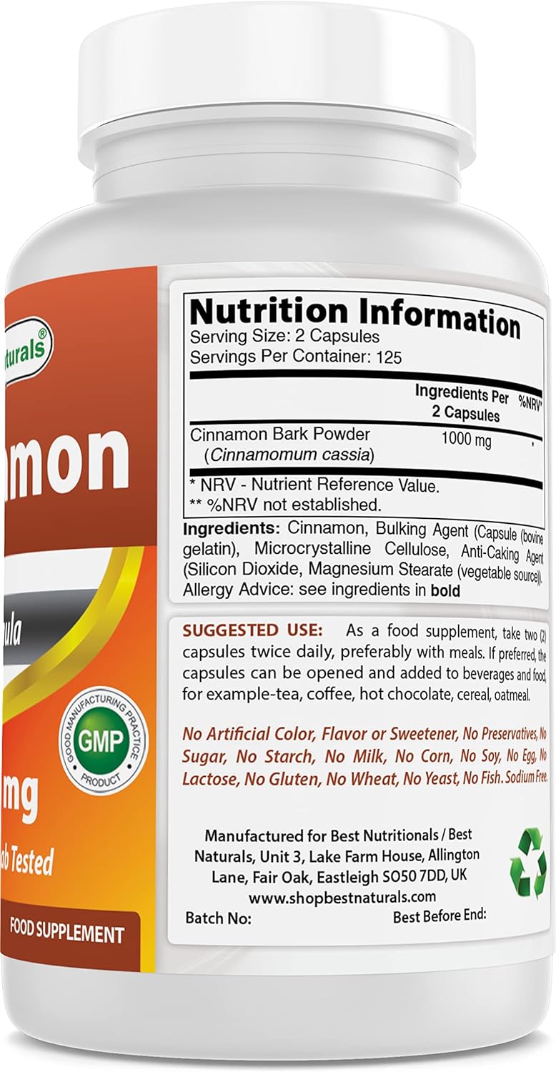 High-Quality Cinnamon 500mg and Magnesium Glycinate 425mg Supplement for Optimal Health