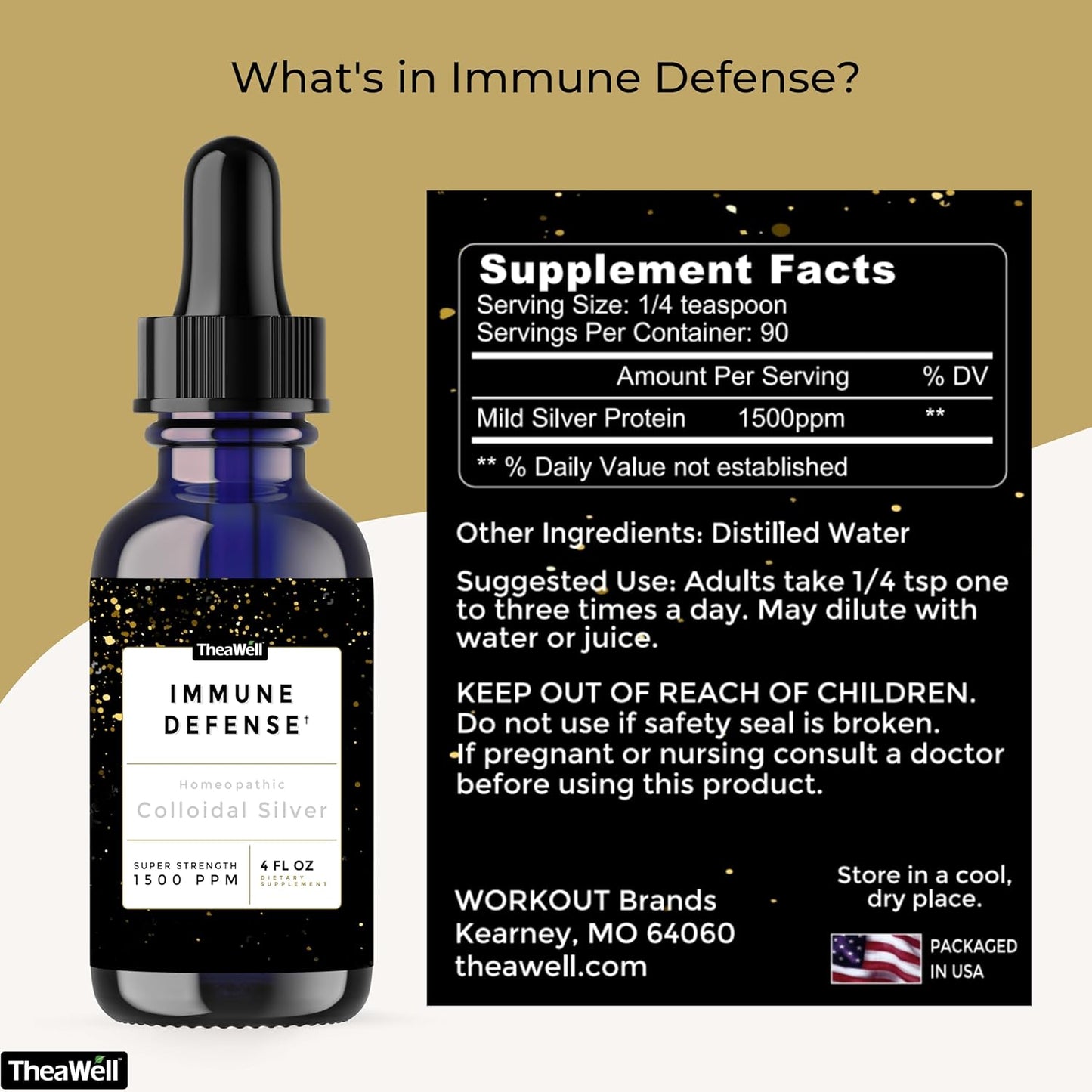 High-Quality Colloidal Silver 1500 PPM for Immune Defense - Super Strength Concentration - Mild Silver Protein - 4.00 Fl Oz