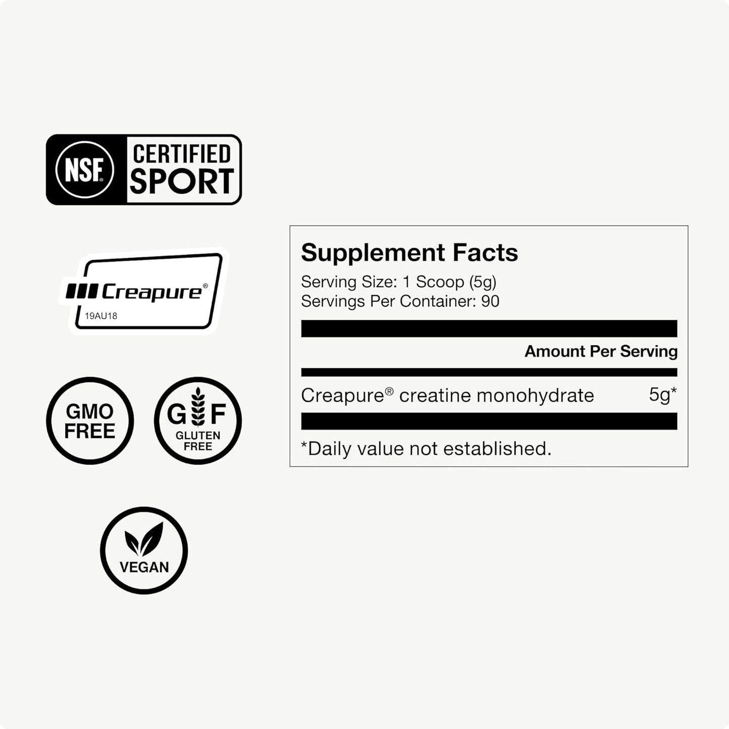 High-Quality Creapure Creatine Monohydrate Powder for Strength, Muscle, & Recovery - 5g Per Serving, 90 Servings - Ideal for Men & Women