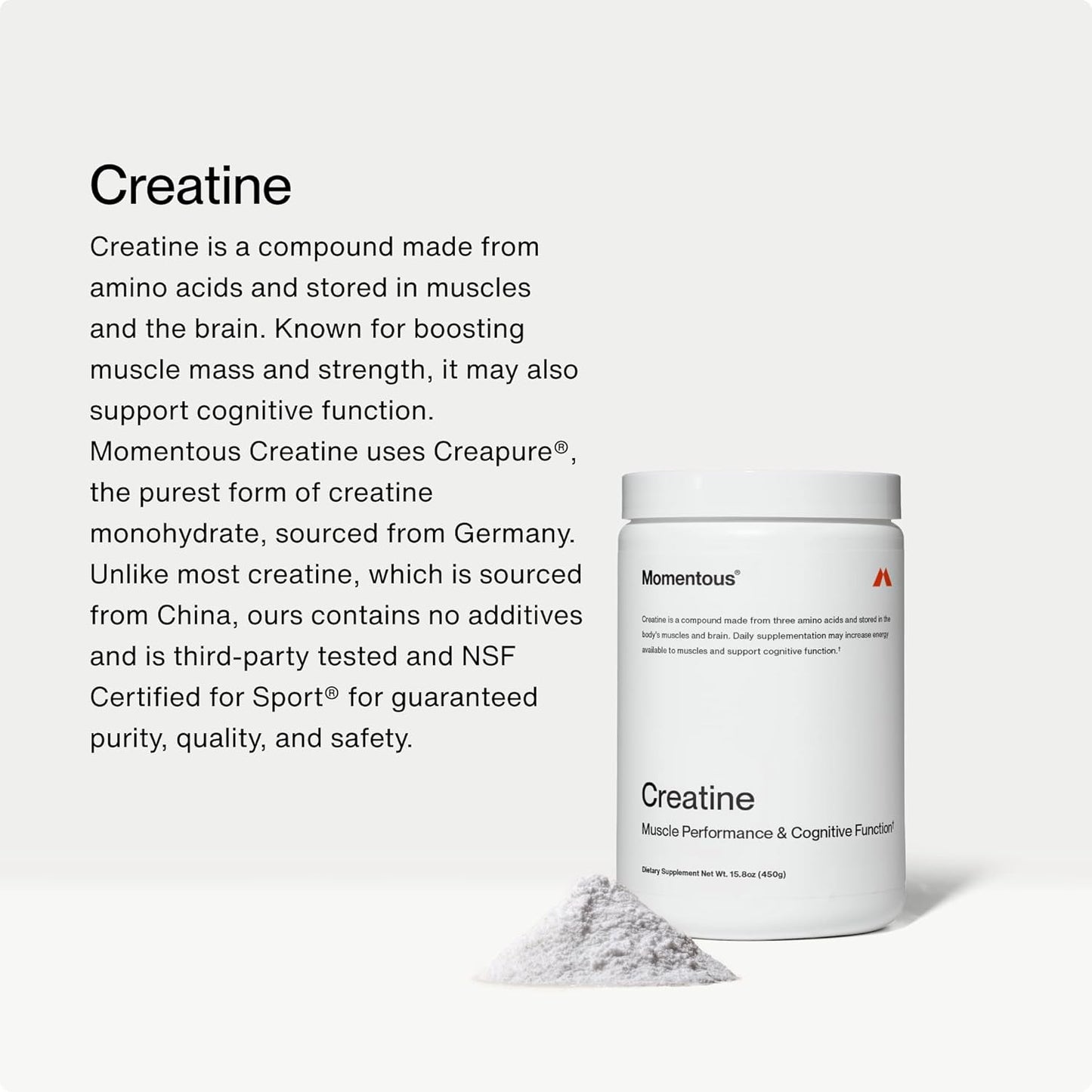 High-Quality Creapure Creatine Monohydrate Powder for Strength, Muscle, & Recovery - 5g Per Serving, 90 Servings - Ideal for Men & Women