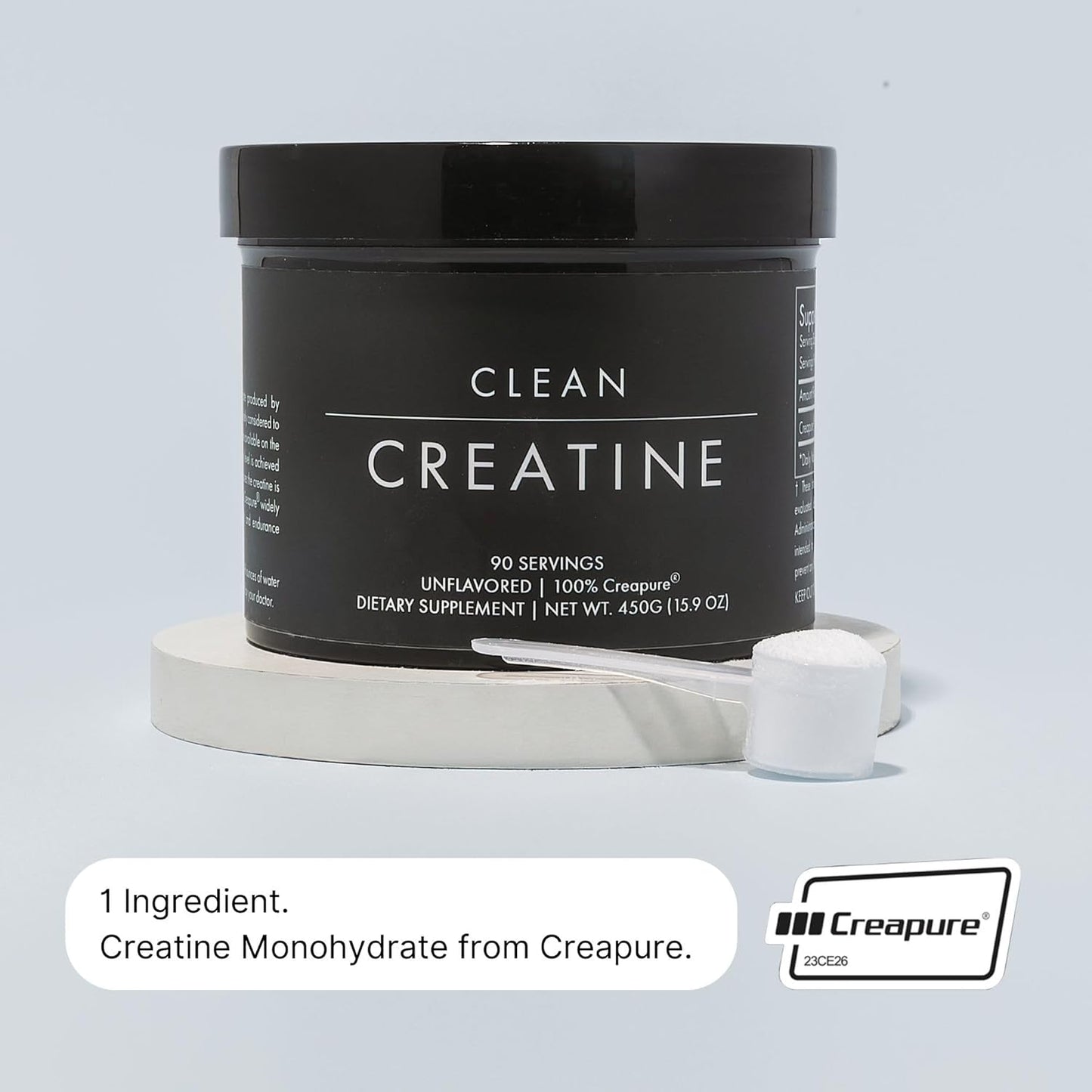 High-Quality Creapure® Creatine Monohydrate Powder - 450g for Muscle Growth | Vegan, Keto, Gluten-Free, Easy to Mix - 90 Servings