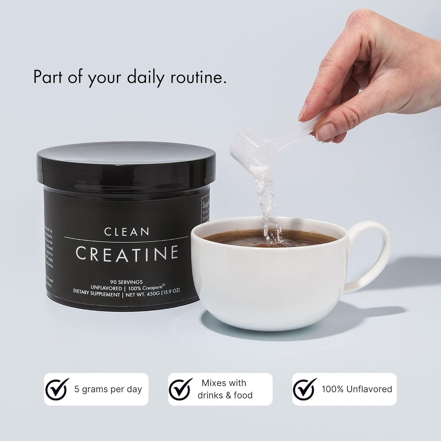High-Quality Creapure® Creatine Monohydrate Powder - 450g for Muscle Growth | Vegan, Keto, Gluten-Free, Easy to Mix - 90 Servings
