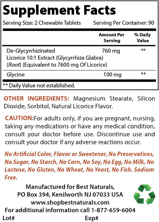 High-Quality DGL Chewable with L-Glutamine - 380mg & 500mg Formula