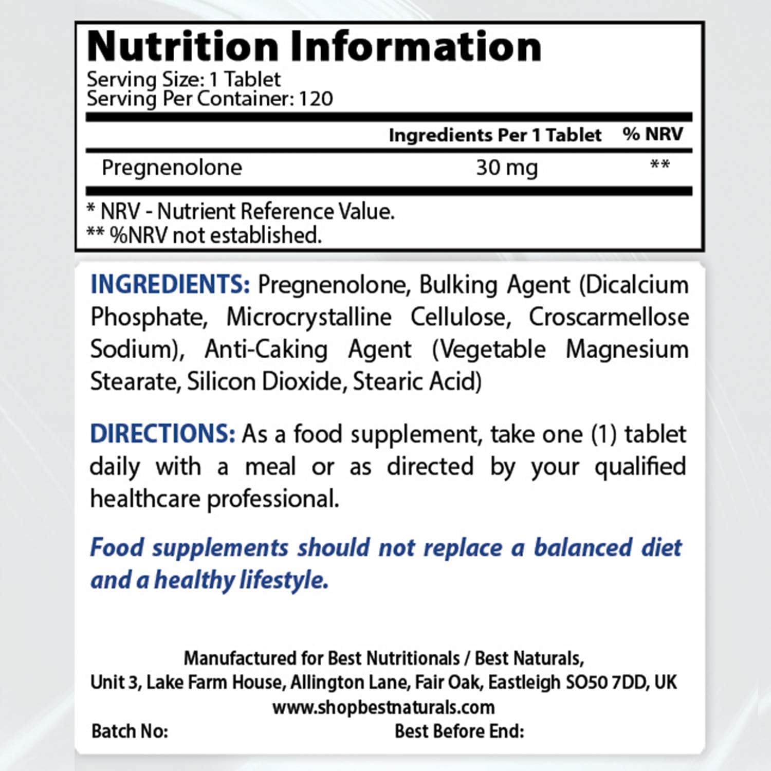 High-Quality DHEA 100mg and Pregnenolone 30mg Supplement for Optimal Health