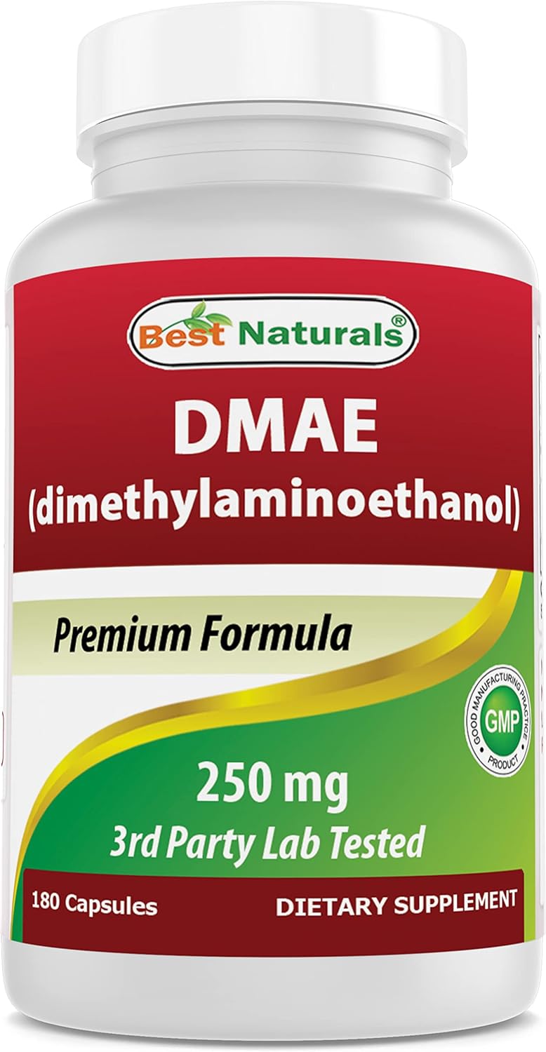 High-Quality DMAE Supplement 250mg - 180 Capsules, Dimethylaminoethanol Bitartrate - Top Natural Choice