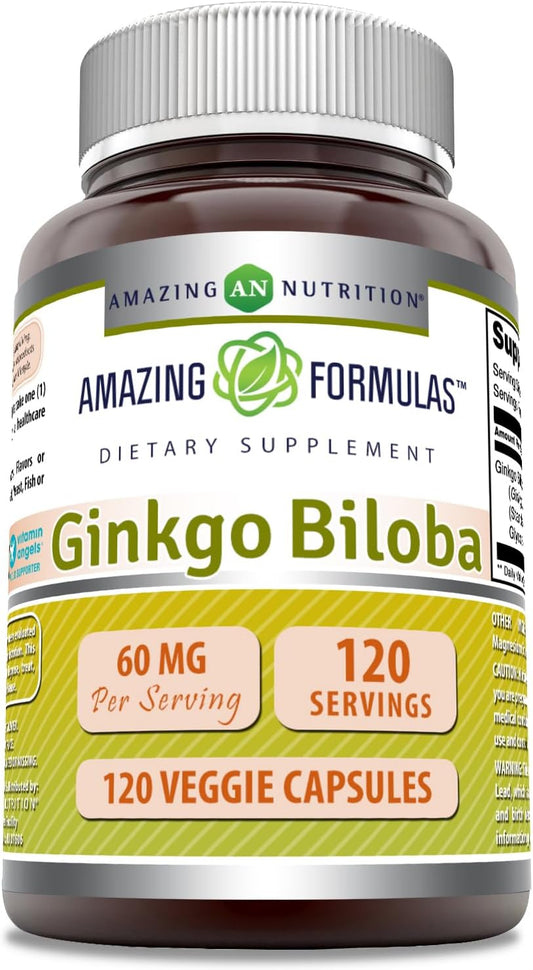High-Quality Ginkgo Biloba 120 Mg Supplement | 120 Capsules | Standardized to 24% Ginkgo Flavone Glycosides | Non-GMO & Gluten Free | Made in USA
