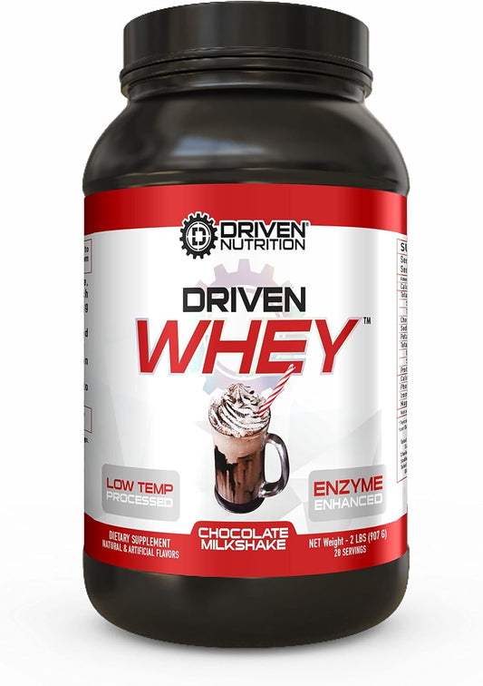 High-Quality Grass Fed Whey Protein Powder for Muscle Recovery and Nutrition - Driven Nutrition Driven WHEY (Chocolate Milkshake, 2 lb)