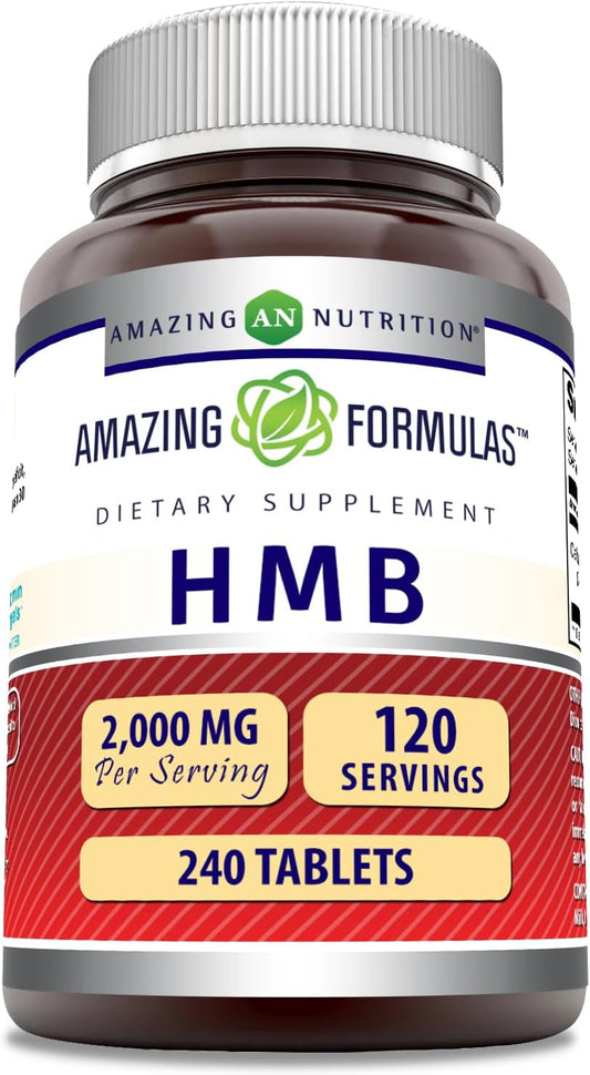 High-Quality HMB 2000mg Tablets Supplement | Non-GMO | Gluten Free | Made in USA (240 Count) by Amazing Nutrition