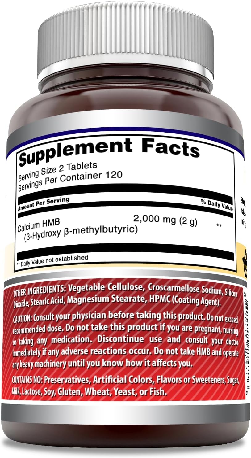 High-Quality HMB 2000mg Tablets Supplement | Non-GMO | Gluten Free | Made in USA (240 Count) by Amazing Nutrition