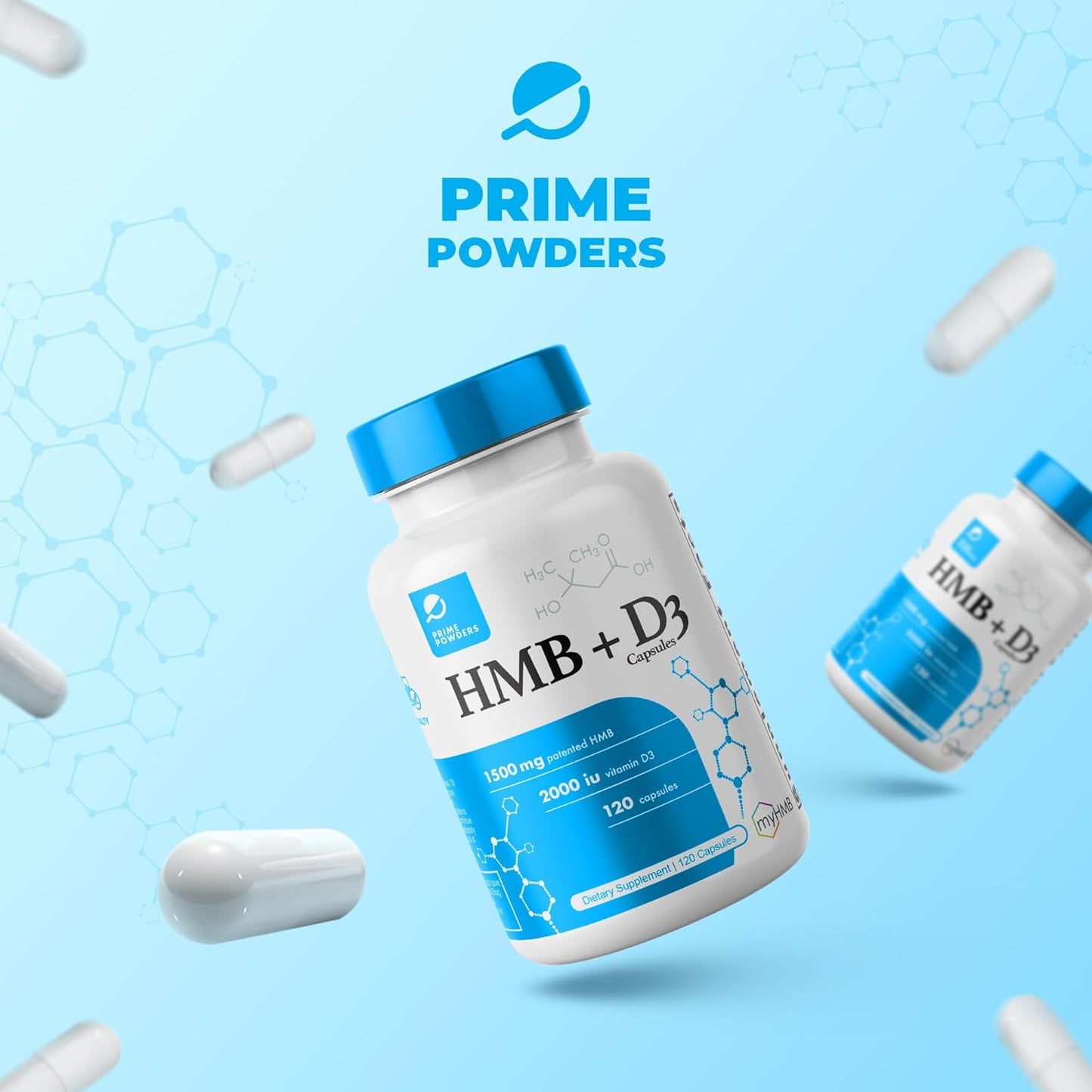 High-quality HMB and Vitamin D3 Supplement for Lean Muscle Preservation, 1,500mg Formula, Ageless Performance Support, 120 Capsules