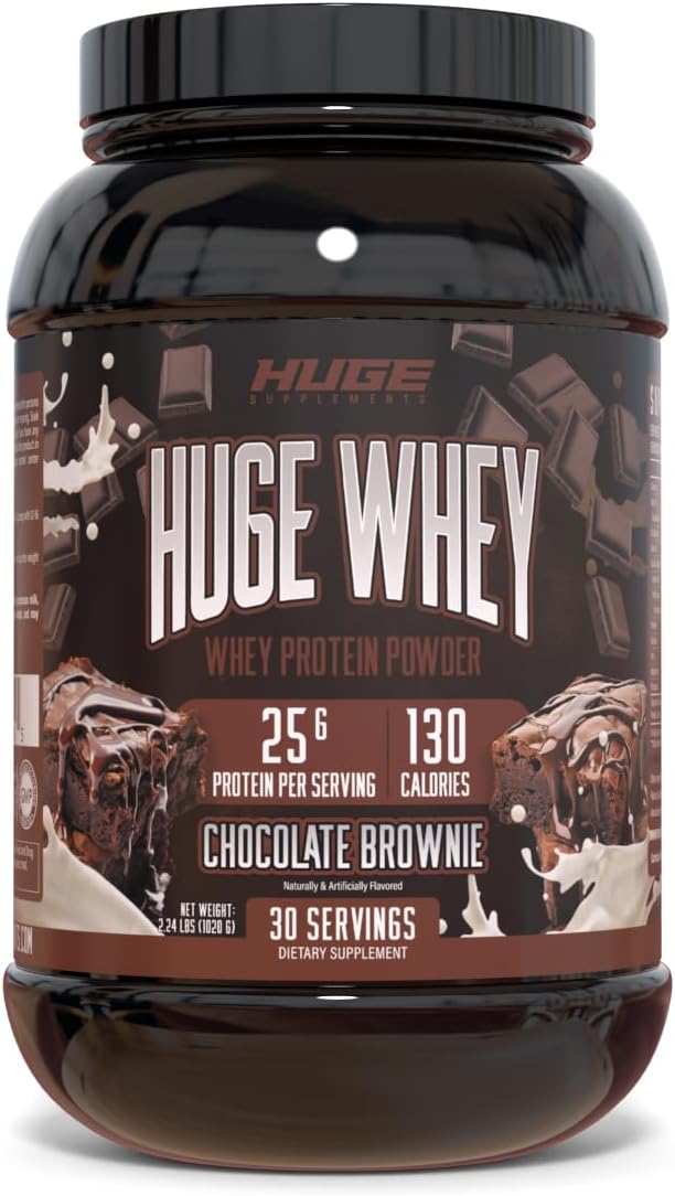 High-Quality Huge Whey Protein Powder for Muscle Gain with 25g Protein, Chocolate Brownie Flavor, 30 Servings