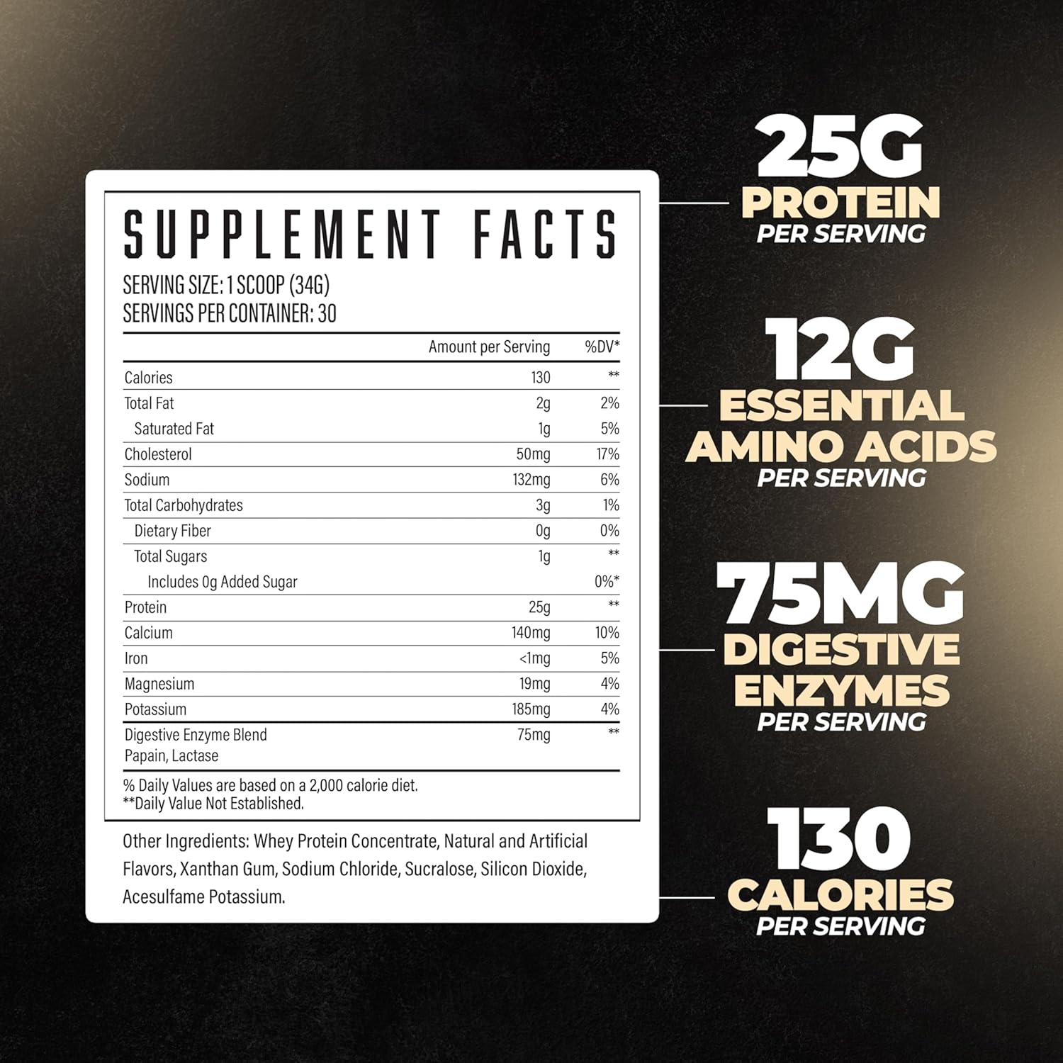 High-Quality Huge Whey Protein Powder for Muscle Gain with 25g Protein, Chocolate Brownie Flavor, 30 Servings