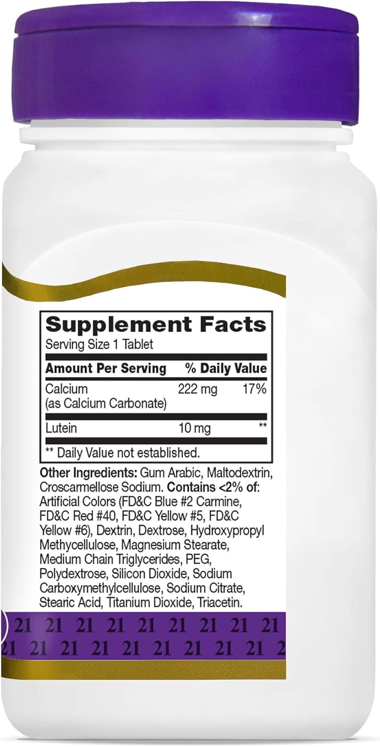 High-Quality Lutein Tablets 10mg for Eye Health, 120 Count (2 Pack) - 21st Century Formula