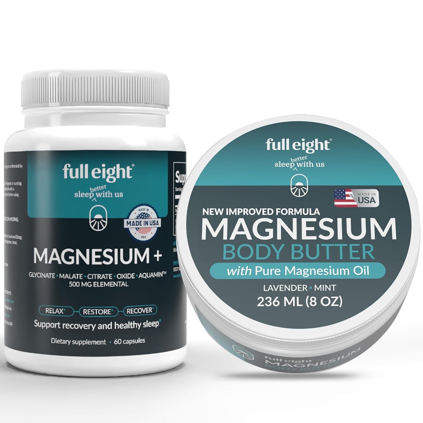 High-Quality Magnesium Bundle for Sleep - Includes Magnesium Glycinate 500mg and Magnesium Chloride Body Butter