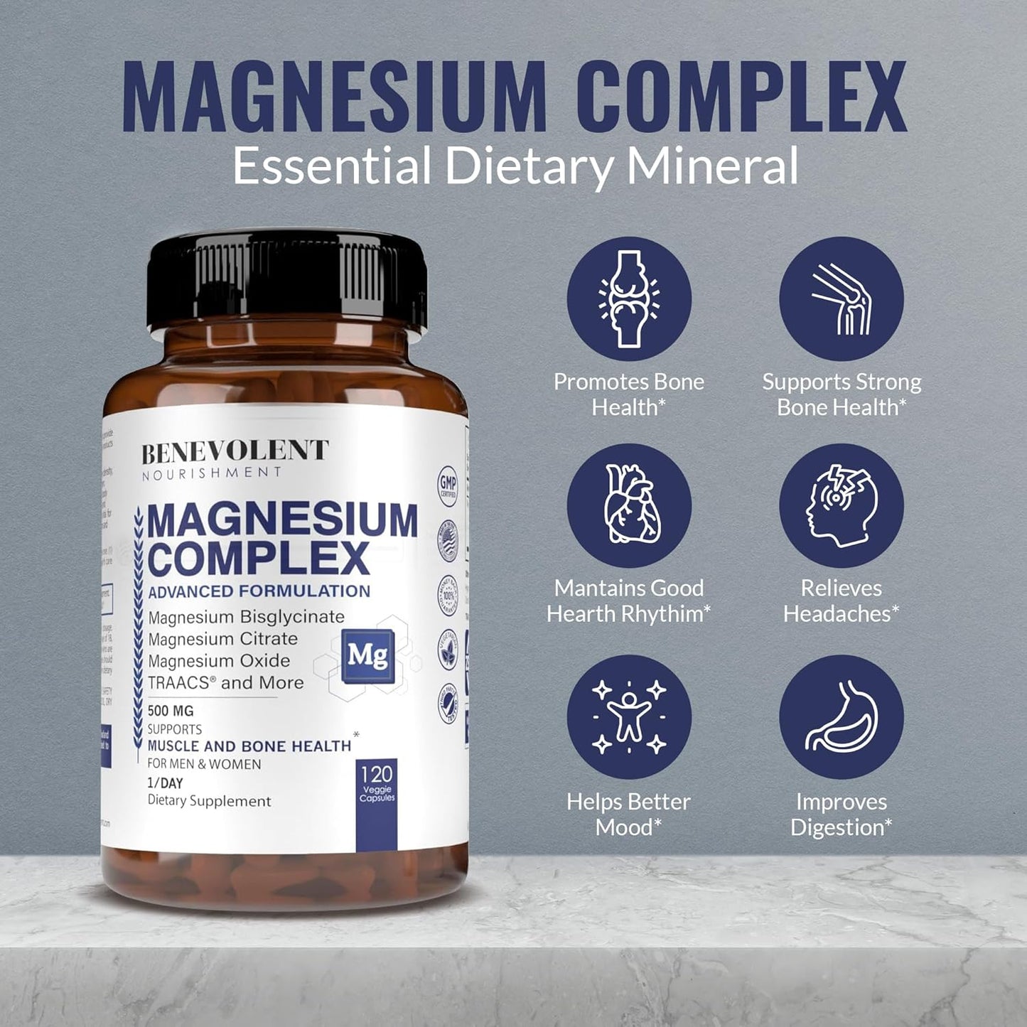 High-Quality Magnesium Complex with 5 Forms and Shilajit Resin - 4 Months Supply - 500mg Magnesium Glycinate, Oxide, Taurate, Chelate, Citrate - Energy Boost
