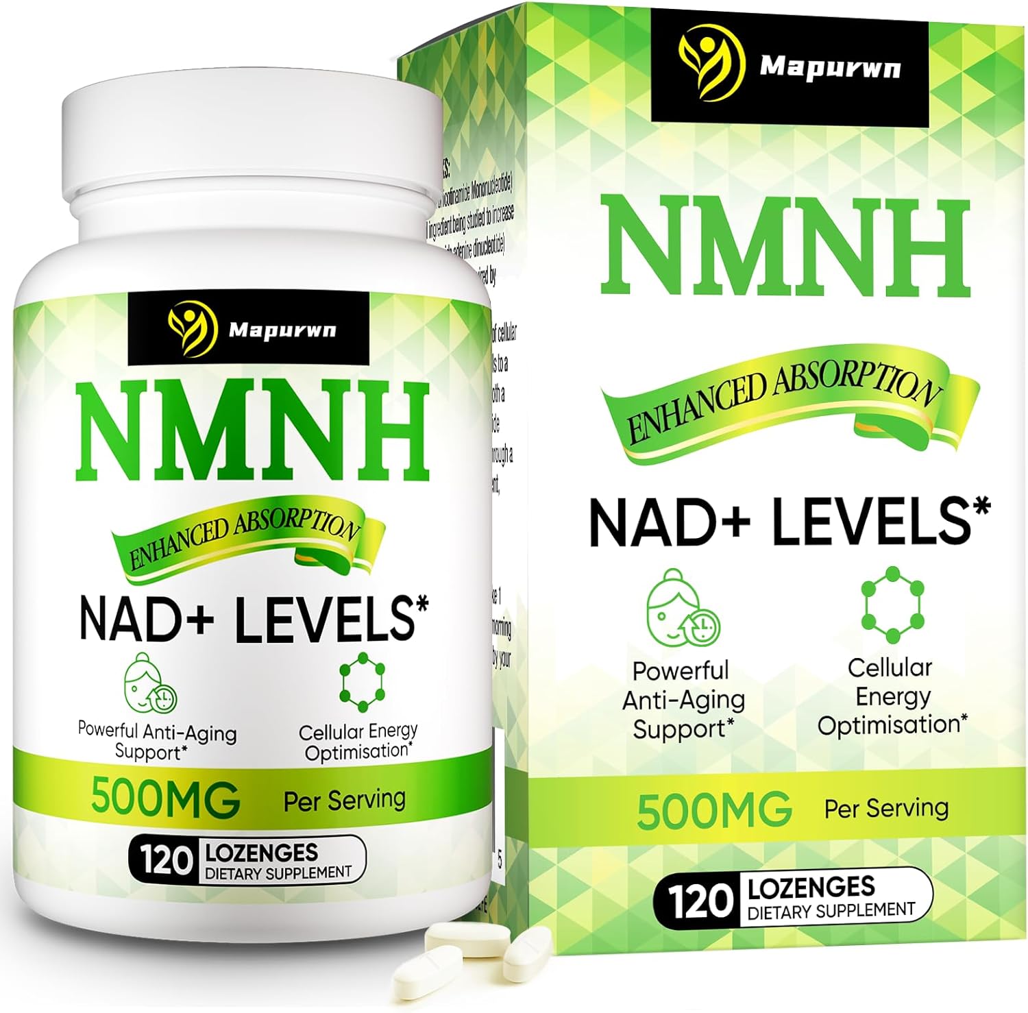 High Quality Mapurwn NMNH Capsules - 500mg per Serving, 120 Count - Natural NMN Supplement Alternative