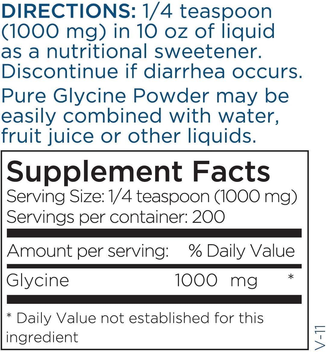 High Quality Metabolic Maintenance Glycine Powder - 500mg Amino Acid Supplement for Liver Health, Joints, Mood, Sleep, and Detox - Naturally Sweet Taste - 200g / 200 Servings