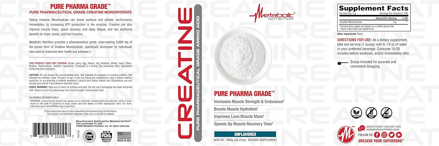 High-Quality Metabolic Nutrition Creatine Supplement (1000) for Enhanced Performance