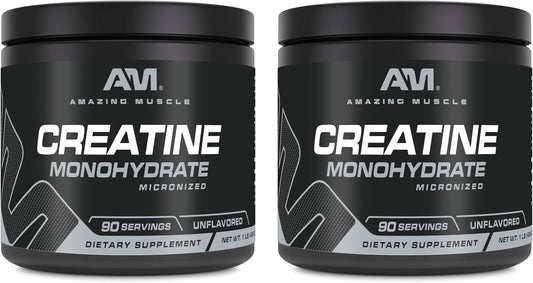 High-Quality Micronized Creatine Monohydrate Powder | 90 Servings | 5000 Mg per Serving | 1 Lb (454 Grams) | Perfect Pre & Post Workout Supplement | Unflavored | Bulk Pack of 2