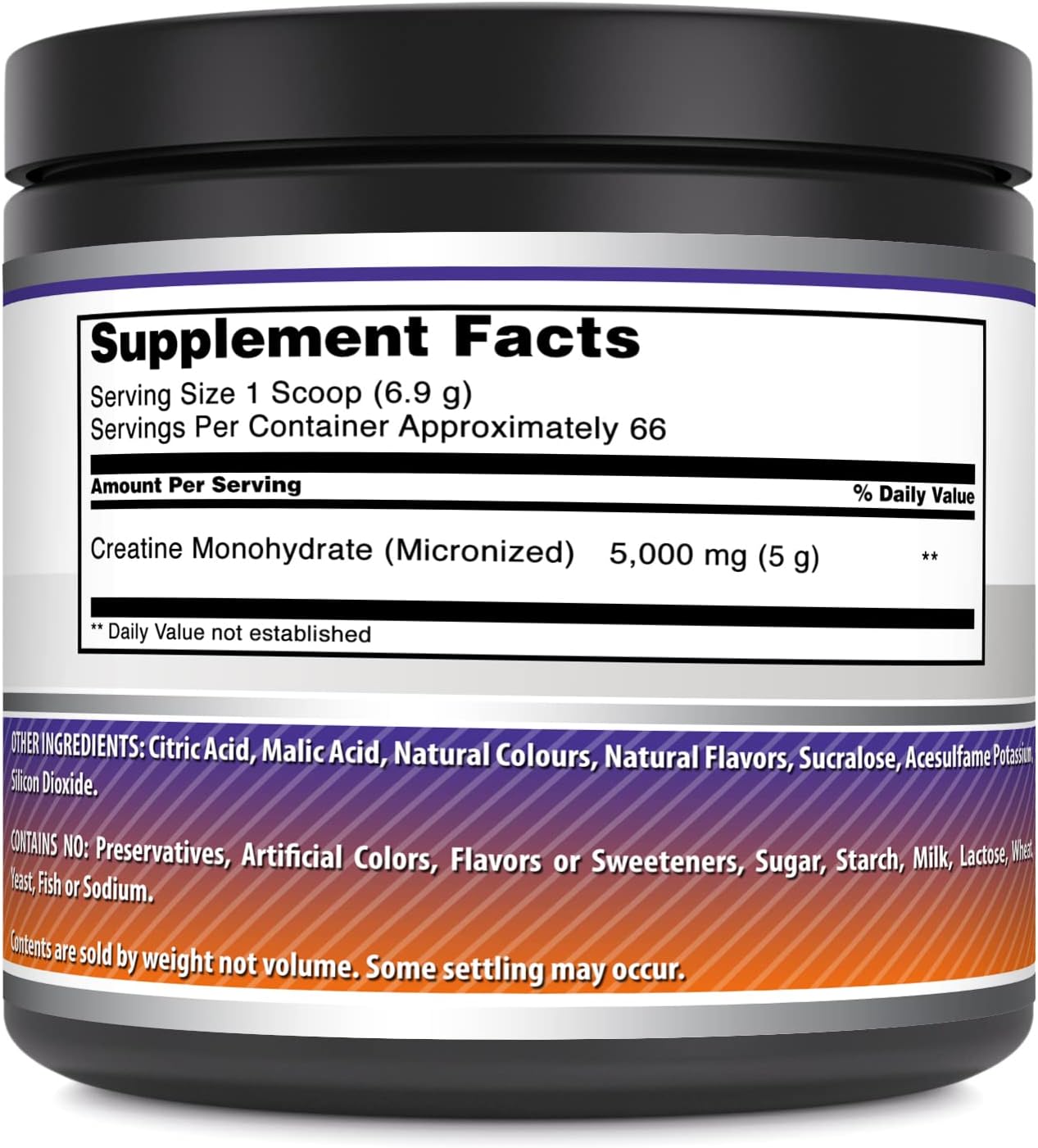 High-Quality Micronized Creatine Monohydrate Supplement | 5000 Mg | Non-GMO | Gluten Free | Made in USA | Orange Flavor | 1 Lb