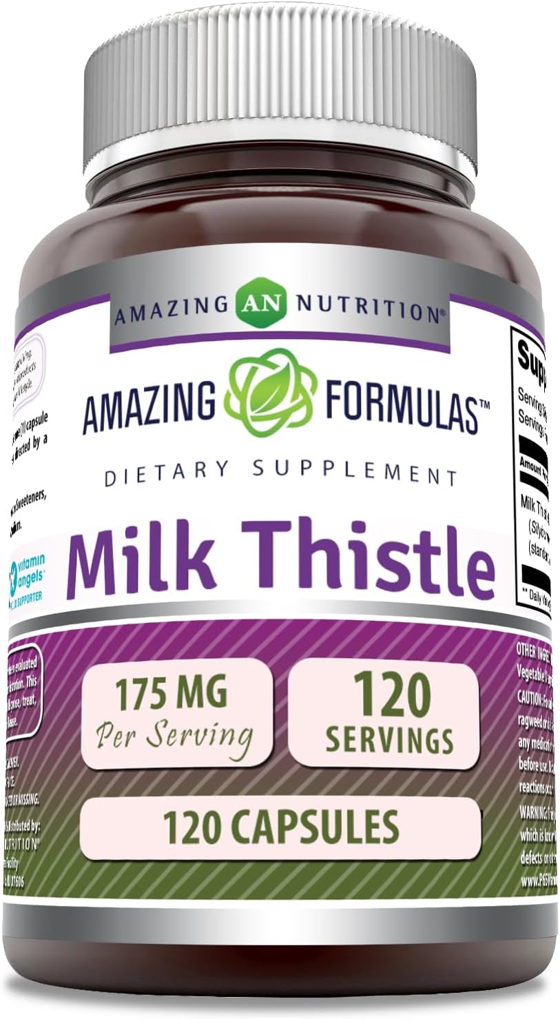 High-Quality Milk Thistle 175mg Capsules Supplement | Non-GMO & Gluten Free | Made in USA | 120 Count
