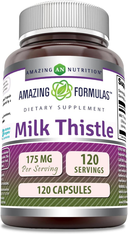 High-Quality Milk Thistle 175mg Capsules Supplement | Non-GMO & Gluten Free | Made in USA | 120 Count