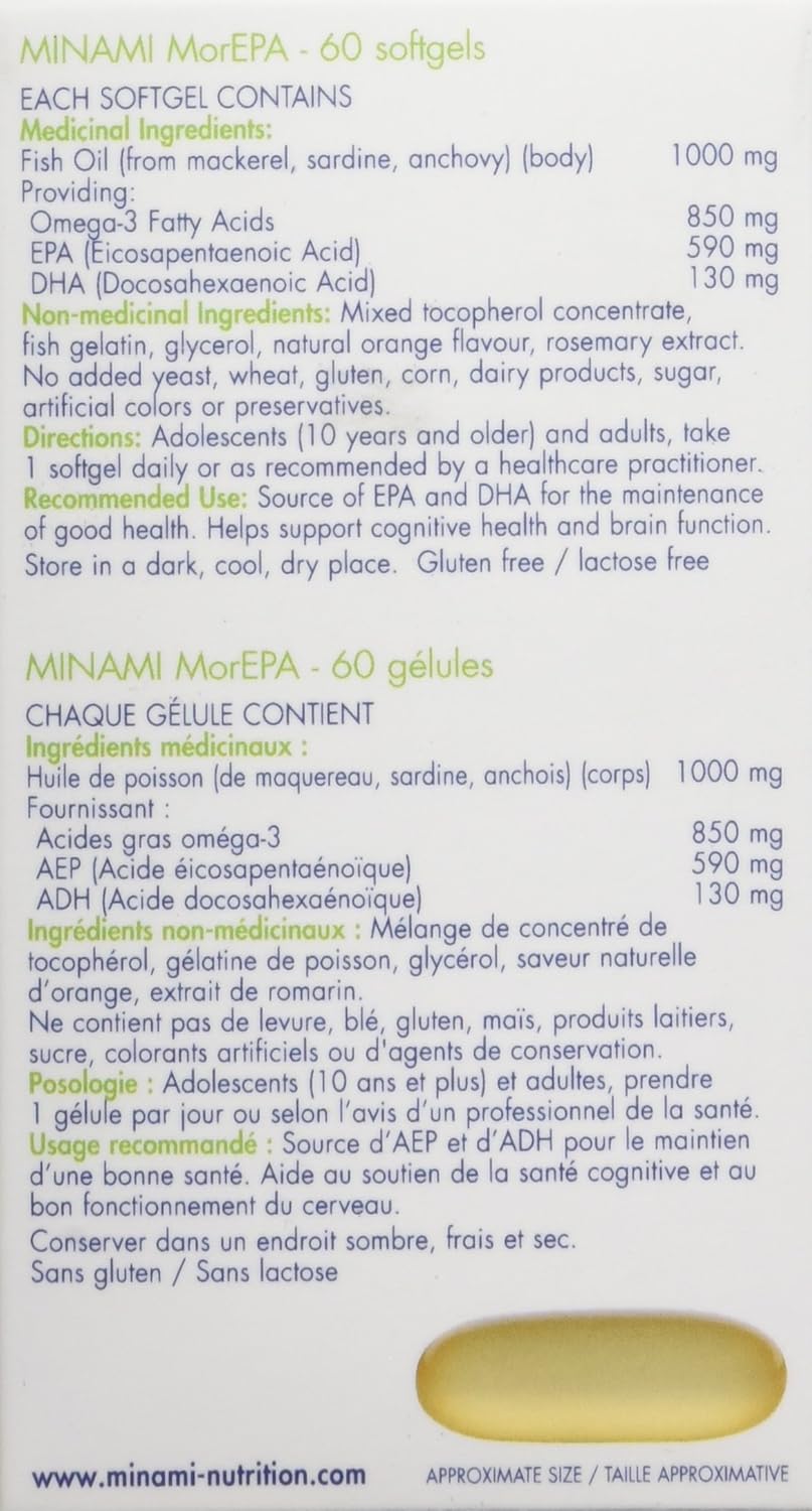 High-Quality Minami Nutrition Mor EPA Fish Oil Supplement, 60 Capsules