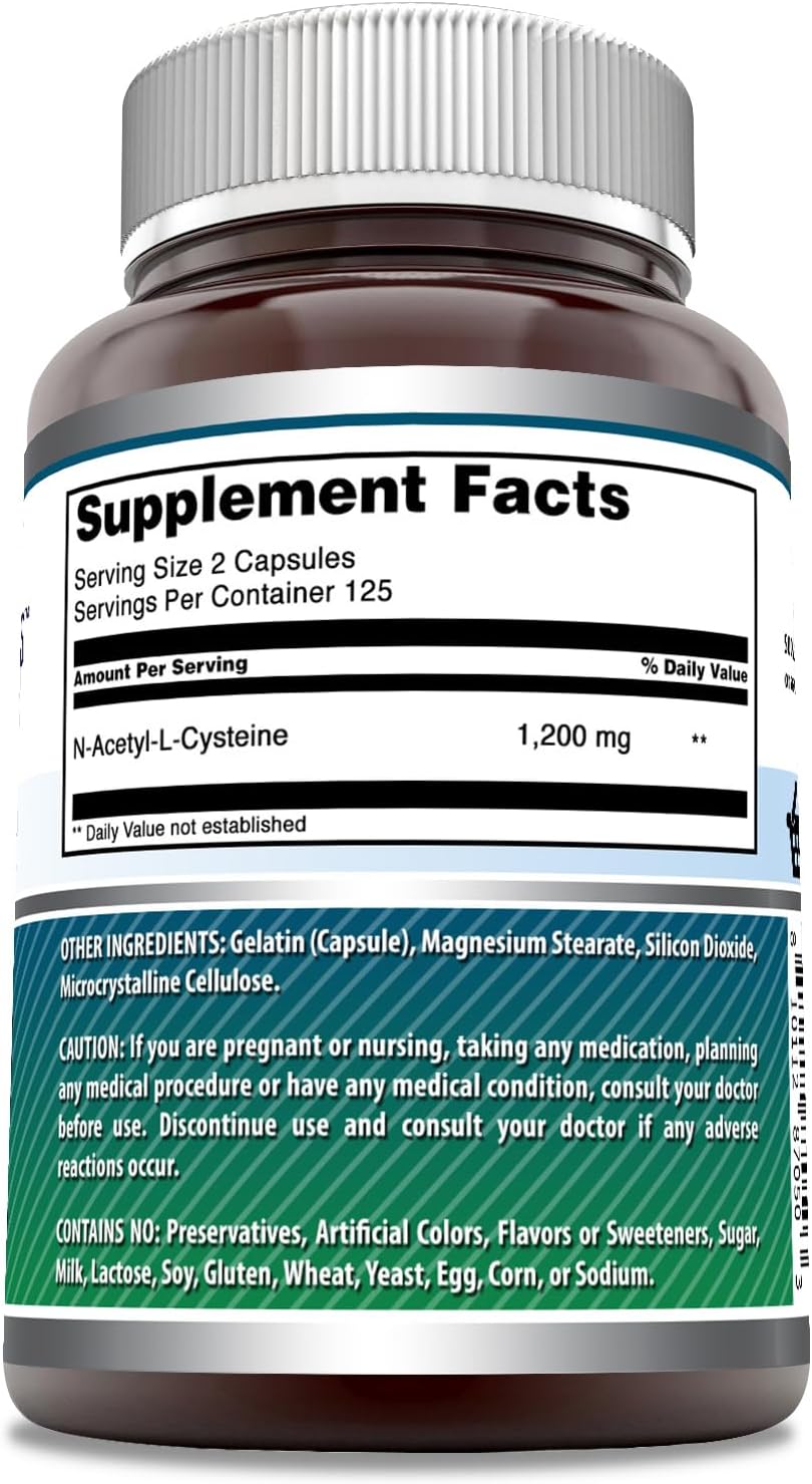 High-Quality NAC (N-Acetyl-L-Cysteine) Supplement | 600 Mg per Serving | 250 Capsules | Non-GMO & Gluten Free | Made in USA by Amazing Nutrition