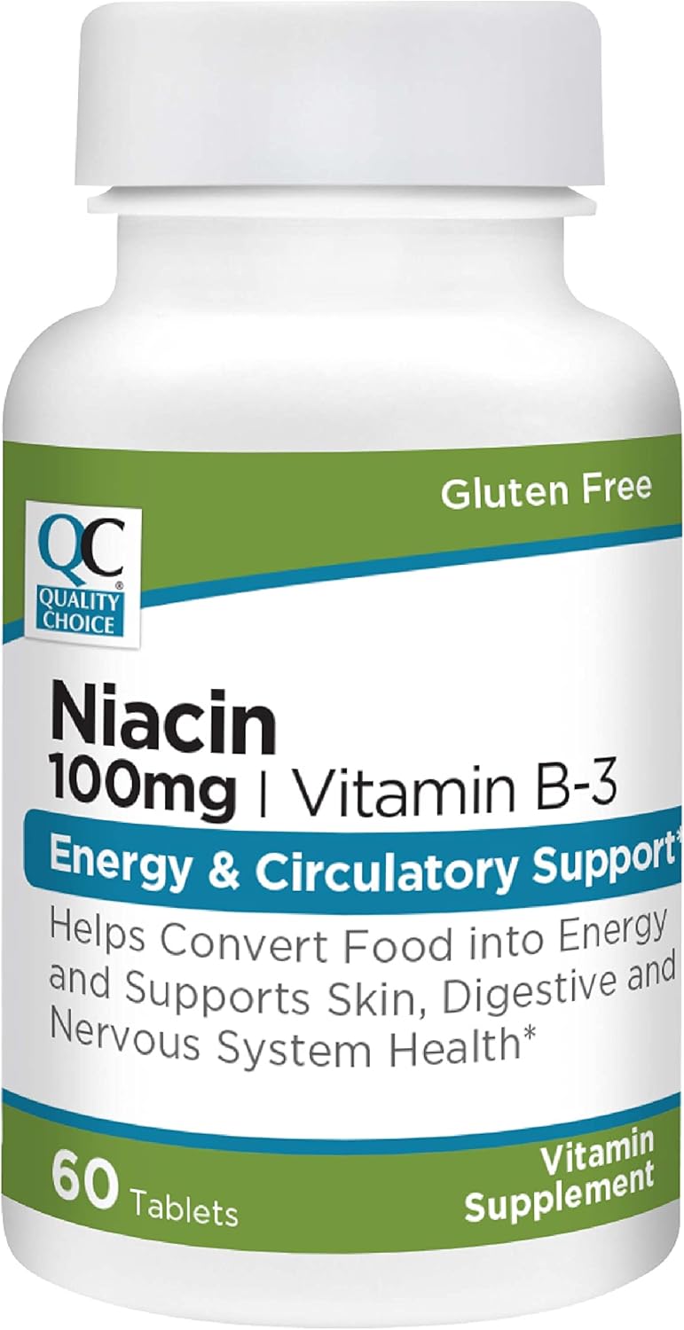 High-Quality Niacin (Vitamin B3) Supplement for Energy and Circulatory Support - 100mg, 60 Count Bottle