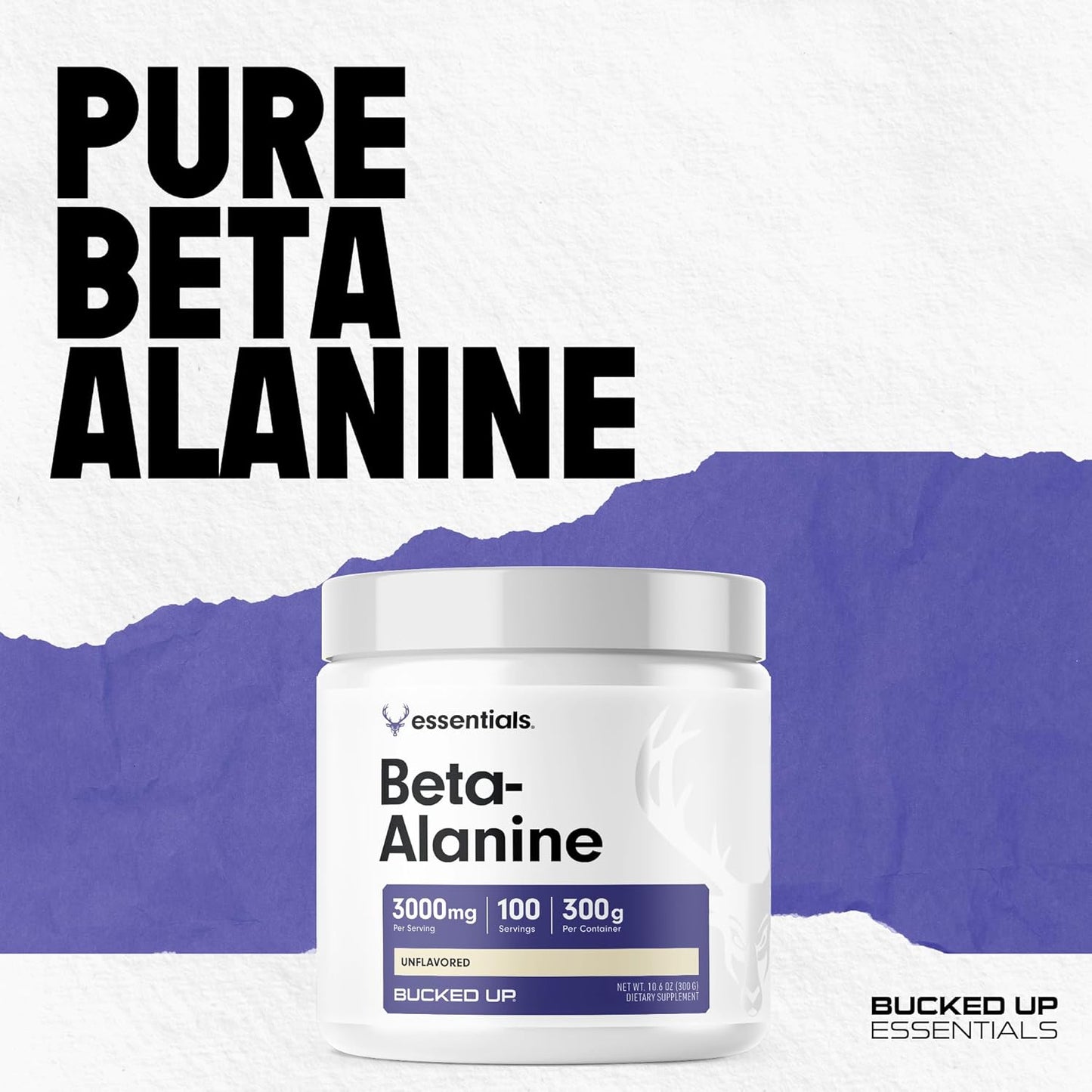 High-Quality Non-GMO Bucked Up Beta Alanine Powder - 300mg, Gluten-Free, Unflavored (100 Servings) for Improved Performance