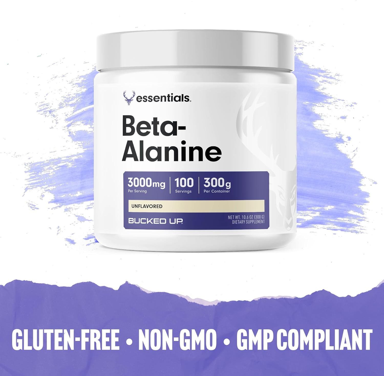 High-Quality Non-GMO Bucked Up Beta Alanine Powder - 300mg, Gluten-Free, Unflavored (100 Servings) for Improved Performance