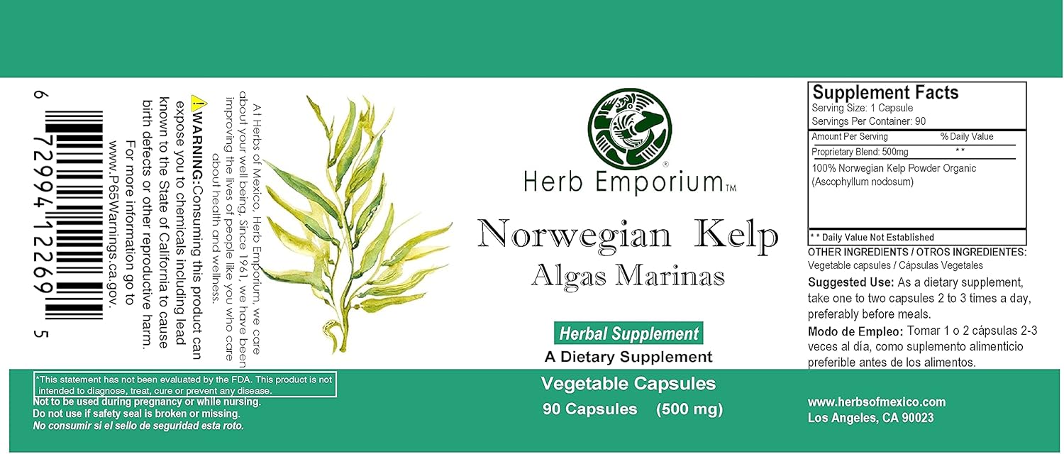High-Quality Norwegian Kelp Capsules - Algas Marinas, Ascophyllum Nodosum, Laminaria Supplement